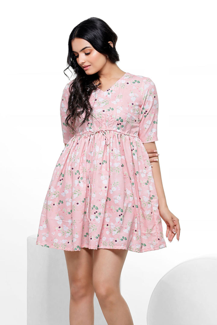 Pink Floral Print Dress by aaRVee Studio. Shop @ www.aarveestudio.com