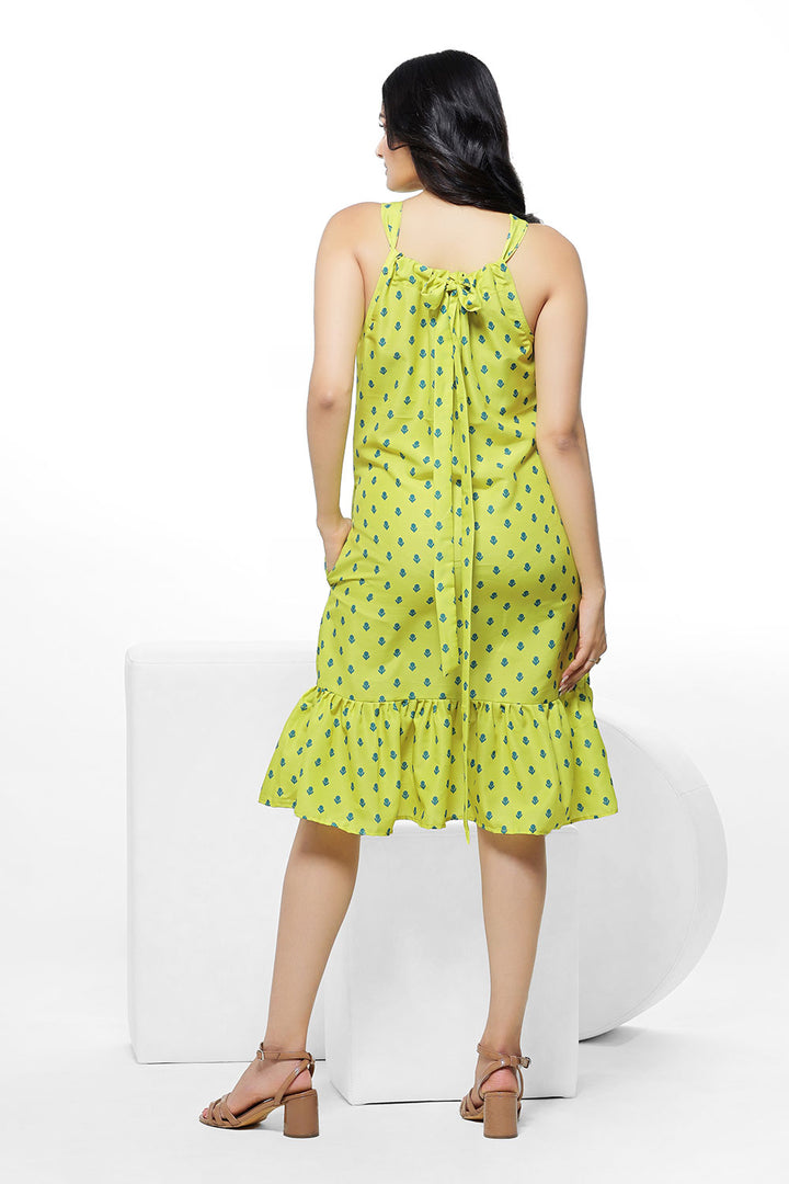 Yellow Print With Lime Color Maxi by aaRVee Studio. Shop @ www.aarveestudio.com