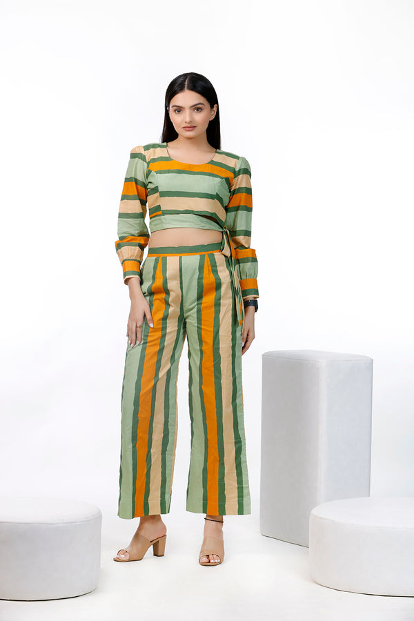 Multi Color Striped Top And Pant by aaRVee Studio. Shop @ www.aarveestudio.com