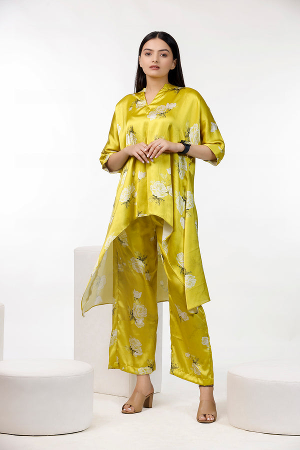 Trendy Printed Lemon Color Co Ord Set by aaRVee Studio. Shop @ www.aarveestudio.com