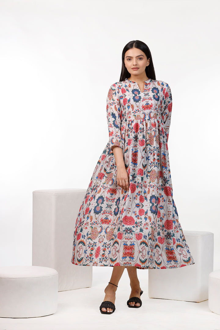 Multi Color Floral Maxi Dress by aaRVee Studio. Shop @ www.aarveestudio.com