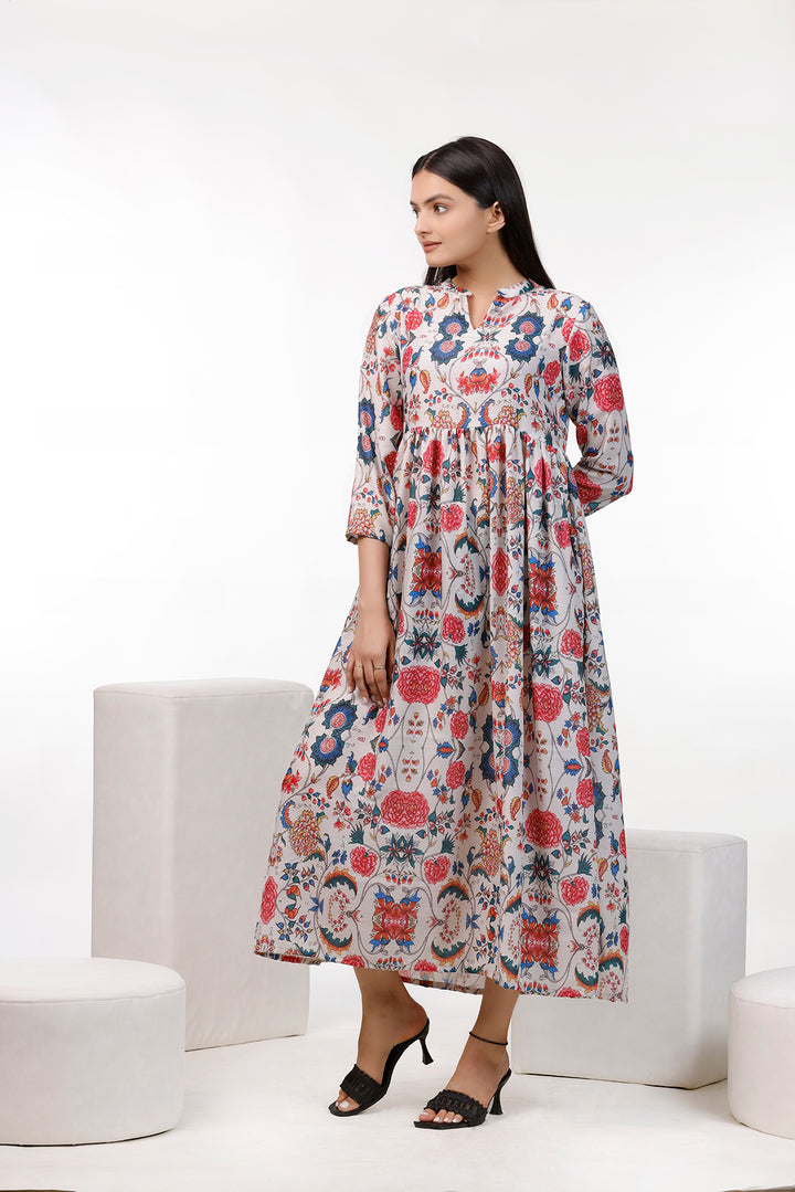 Multi Color Floral Maxi Dress by aaRVee Studio. Shop @ www.aarveestudio.com