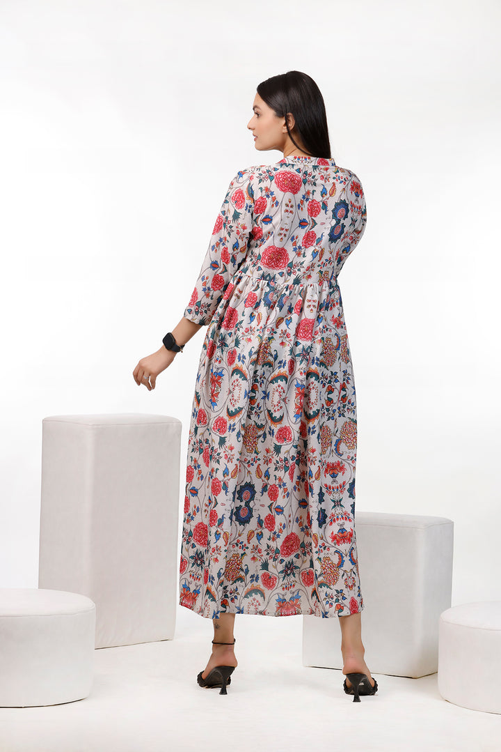 Multi Color Floral Maxi Dress by aaRVee Studio. Shop @ www.aarveestudio.com