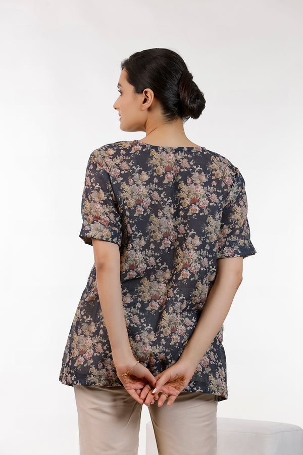 Black Floral Print Top by aaRVee Studio. Shop @ www.aarveestudio.com